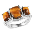 EverTrue Tigers Eye 3 Stone Ring in Stainless Steel (Size 10.0) 9.50 ctw - Sticky add to cart bar