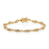 EverTrue Brazilian Citrine, White Zircon Line Bracelet in 18K YG Plated (8.00 In) 6.65 ctw