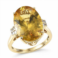 Luxoro 10K Yellow Gold Premium Golden Apatite, Diamond (I2) Ring (Size 6.0) 8.80 ctw