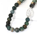 EverTrue Moss Agate and Austrian Crystal 328.00 ctw Beaded Necklace in Platinum Over 18 Inches - Sticky add to cart bar