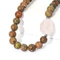 EverTrue Autumn Jasper and Galilea Rose Quartz 310.00 ctw Beaded Necklace (18 Inches) in Platinum Bond - Sticky add to cart bar