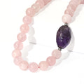EverTrue Galilea Rose Quartz and African Amethyst 310.00 ctw Beaded Necklace (18 Inches) in Platinum Bond - Sticky add to cart bar