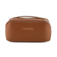 Livmore Brown Faux Leather Makeup Folding Bag (9.25"x3.93"x4.33")