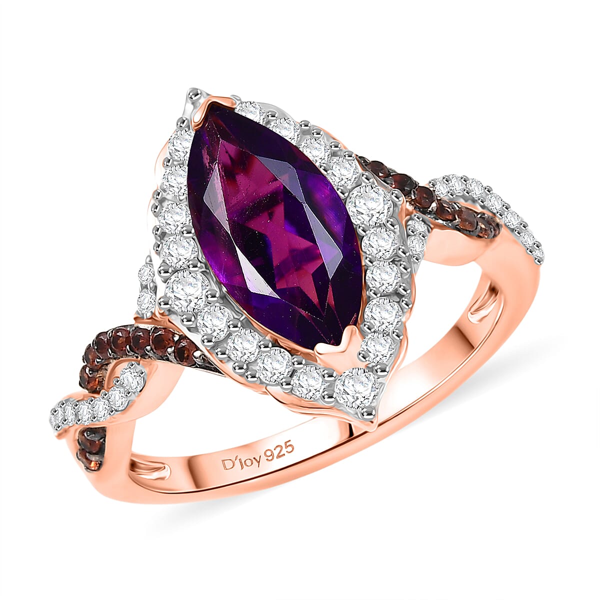 D'Joy Premium Lusaka Amethyst and White and Brown Zircon 2.50 ctw