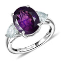D'Joy Premium Lusaka Amethyst, Moissanite Heart Accent Ring in Rhodium Over Sterling Silver (Size 10.0) 5.15 ctw - Sticky add to cart bar