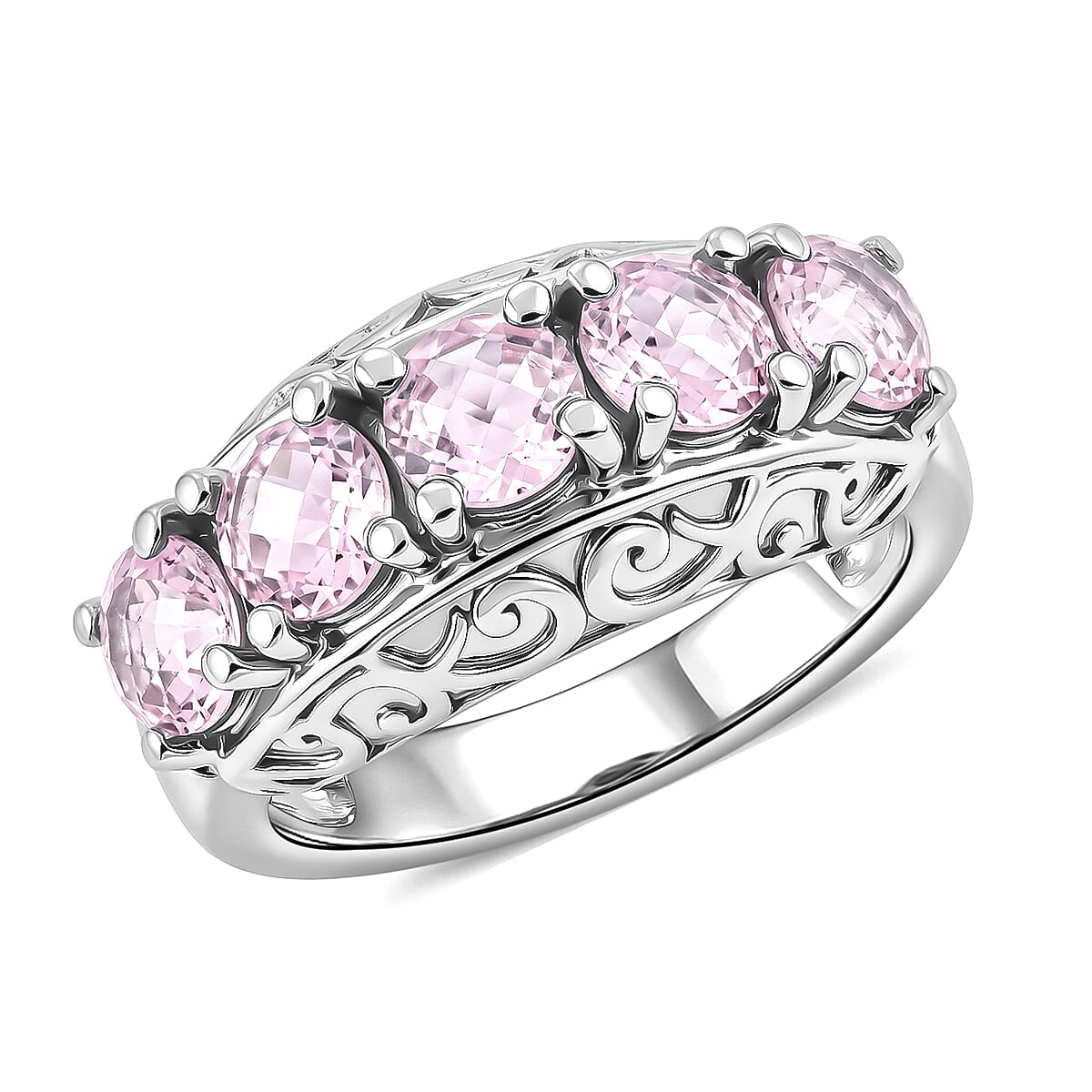 EverTrue Simulated Pink Diamond Ring in Stainless Steel