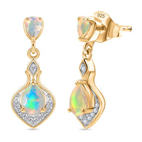 D''Joy Premium Ethiopian Welo Opal, White Zircon Earrings in Sterling Silver 0.85 ctw