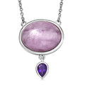 EverTrue Kunzite and African Amethyst 23.10 ctw Celestial Aura Necklace (18-20 Inches) in Platinum Bond - Sticky add to cart bar