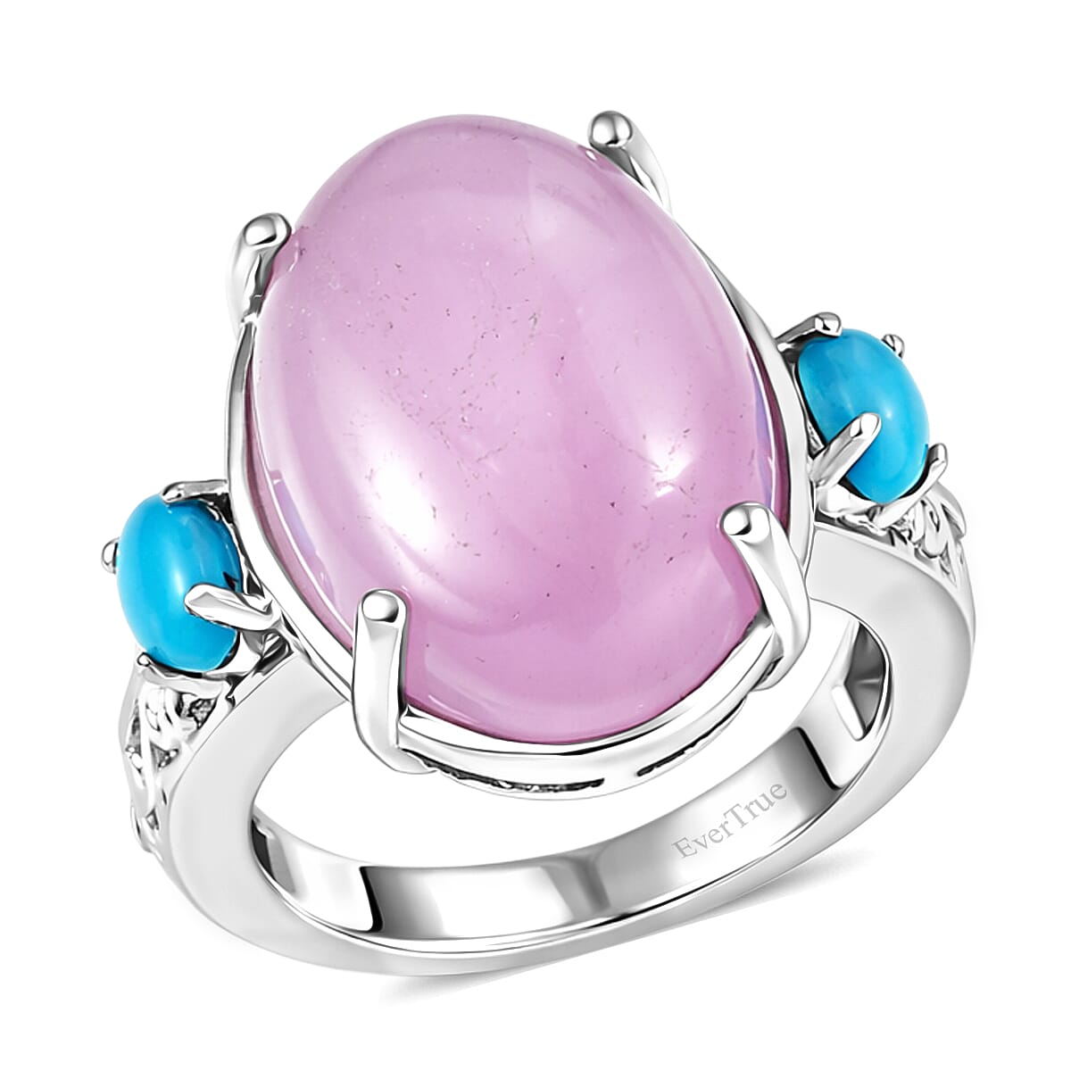 EverTrue Kunzite, Sleeping Beauty Turquoise Ring in Platinum Bond (Size 10.0) 15.00 ctw