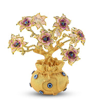 Gold & Pink Evil Eye Floral Tree Money Bag Resin Decorative Figurine