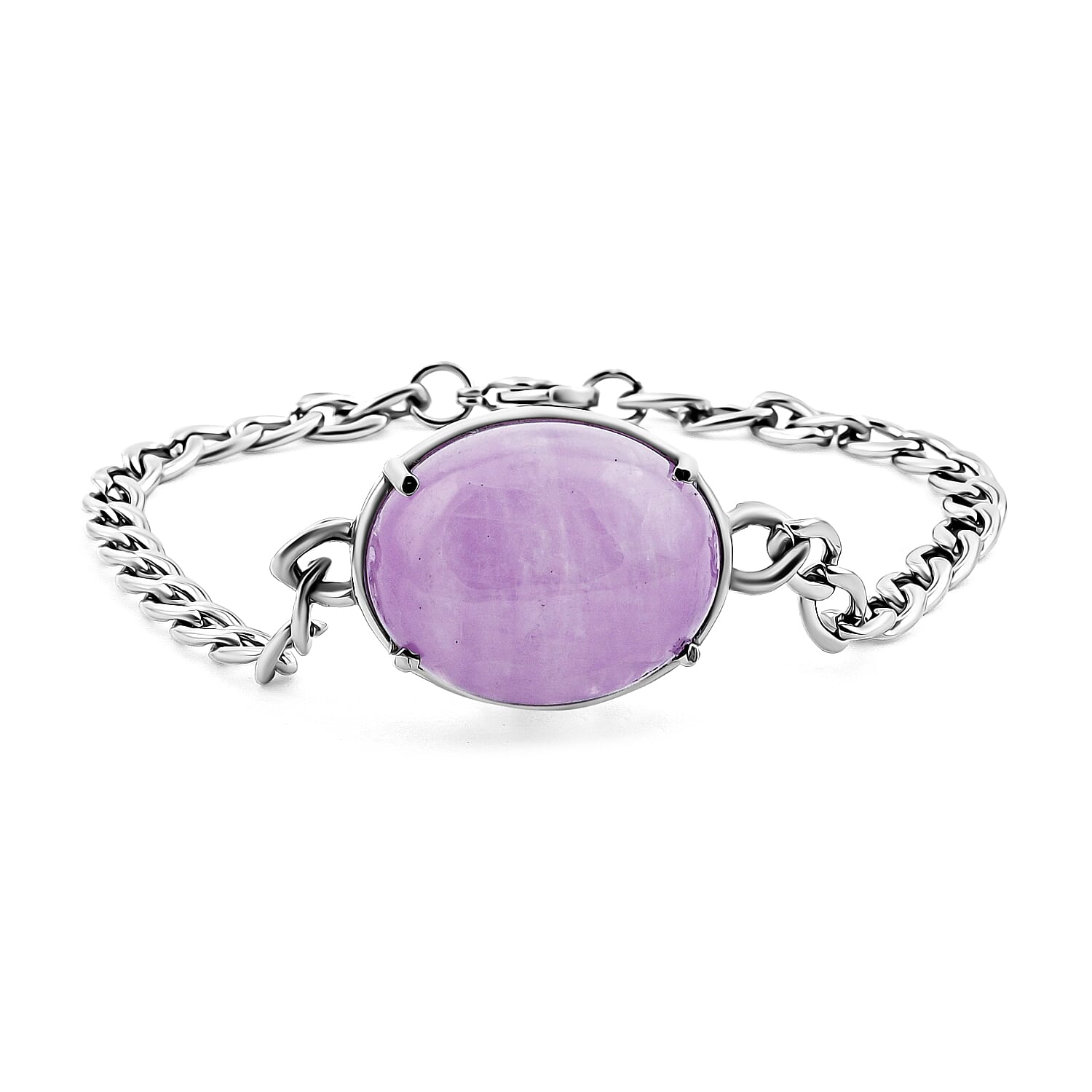 EverTrue Kunzite 40.50 ctw Serenity Link Bracelet in Stainless Steel (8.50 In)