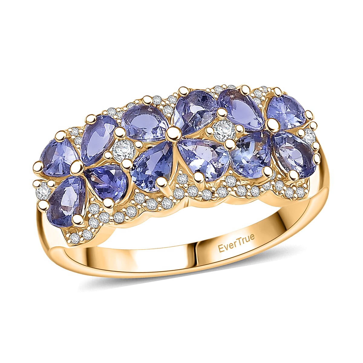 EverTrue Tanzanite and White Zircon 2.15 ctw Ring in 18K YG Plated (1)