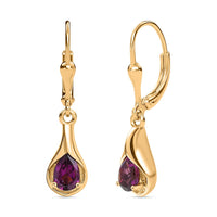 D'Joy Premium Radiant Ember Garnet 1.00 ctw Stud Earrings in 18K Yellow Gold Over Sterling Silver