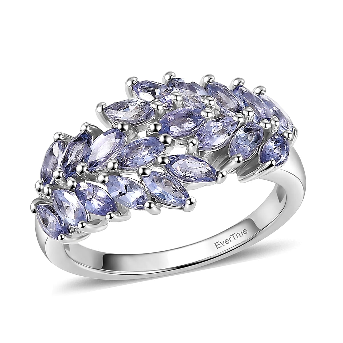 EverTrue Tanzanite Blue Fern Ring in Platinum Bond (Size 10.0) 1.85 ctw