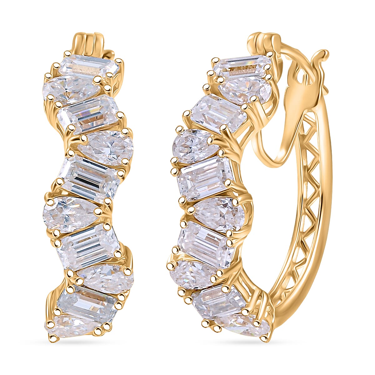 D'Joy Moissanite Hoop Earrings in 18K Vermeil YG Over Sterling Silver 4.70 ctw