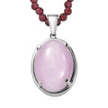 EverTrue Kunzite Royal Berry Elegance Pendant with Orissa Rhodolite Garnet Beaded Necklace in Stainless Steel 63.25 ctw (18 Inches) - Sticky add to cart bar