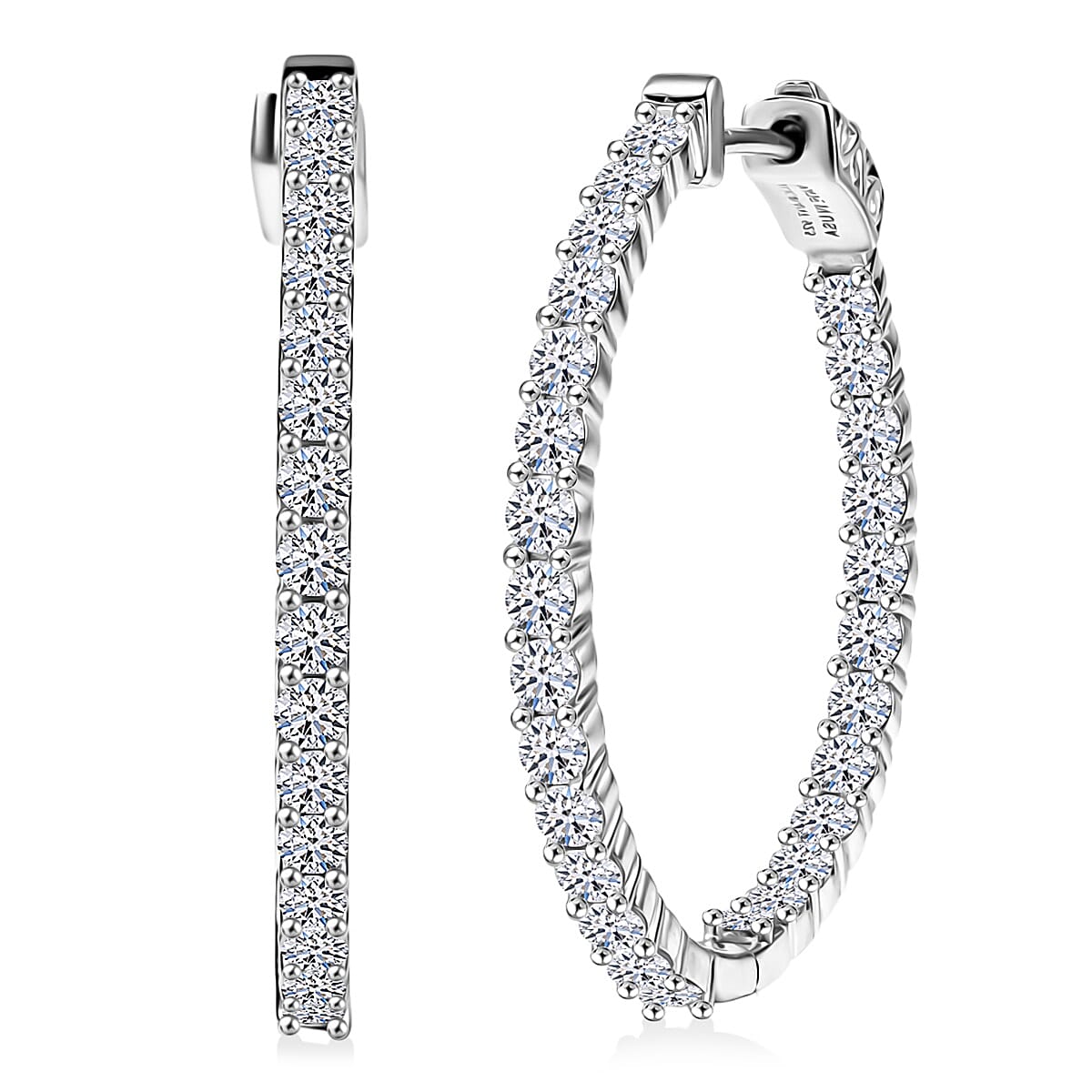 Luxuriant Lab Grown Diamond (G-H, SI) Earrings in Rhodium Over Sterling Silver 2.50 ctw