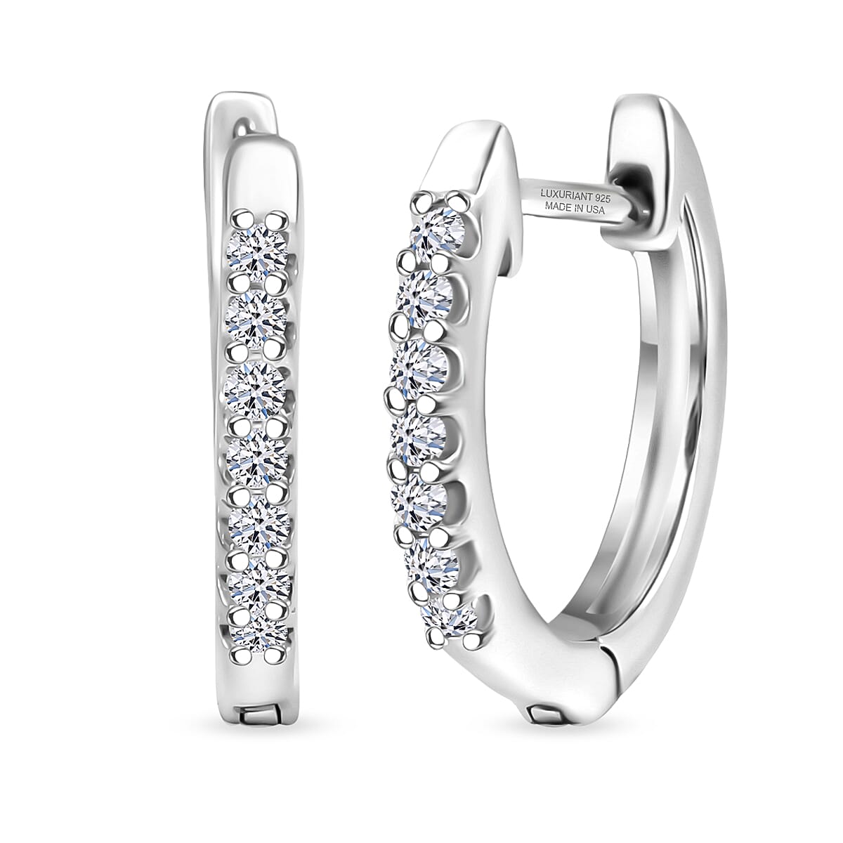 Luxuriant Lab Grown Diamond (G-H, SI) Earrings in Rhodium Over Sterling Silver 0.25 ctw