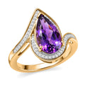 D'Joy Premium Lusaka Amethyst, Moissanite Oceanic Wave Ring in 18K Vermeil YG Over Sterling Silver (Size 10.0) 2.50 ctw - Sticky add to cart bar