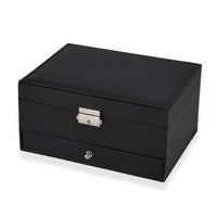 Livmore White Faux Leather 2 Layer Jewelry Box with One Drawer (9.1"x6.9"x4.5")