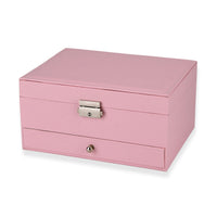 Livmore White Faux Leather 2 Layer Jewelry Box with One Drawer (9.1"x6.9"x4.5")