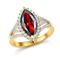D'Joy Premium Mozambique Garnet, Moissanite Ring in 18K Vermeil YG Over Sterling Silver (Size 6.0) 3.40 ctw - Sticky add to cart bar