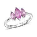 D'Joy Ilakaka Hot Pink Sapphire (FF) 3 Stone Ring in Platinum Over Sterling Silver (Size 10.0) 1.35 ctw - Sticky add to cart bar