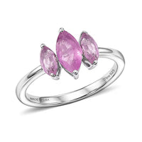 D'Joy Ilakaka Hot Pink Sapphire (FF) 3 Stone Ring in Platinum Over Sterling Silver (Size 10.0) 1.35 ctw