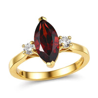 D'Joy Premium Mozambique Garnet, Moissanite Ring in 18K Vermeil YG Over Sterling Silver (Size 6.0) 2.20 ctw