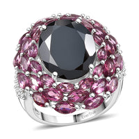 EverTrue Thai Black Spinel, Multi Gemstone Ring in Platinum Bond (Size 7.0) 16.60 ctw