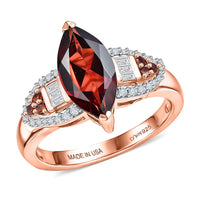 D'Joy Premium Mozambique Garnet, Moissanite Ring in 18K Vermeil RG Over Sterling Silver (Size 6.0) 3.20 ctw