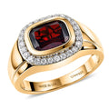 D'Joy Premium Mozambique Garnet, Moissanite Ring in 18K Vermeil YG Over Sterling Silver (Size 9.0) 4.00 ctw - Sticky add to cart bar