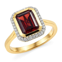 D'Joy Premium Mozambique Garnet, Moissanite Ring in 18K Vermeil YG Over Sterling Silver (Size 6.0) 3.00 ctw