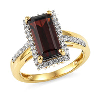 D'Joy Premium Mozambique Garnet, Moissanite Ring in 18K Vermeil YG Over Sterling Silver (Size 6.0) 3.90 ctw