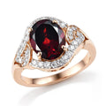 D'Joy Premium Mozambique Garnet, Moissanite Ring in 18K Vermeil RG Over Sterling Silver (Size 6.0) 3.50 ctw - Sticky add to cart bar