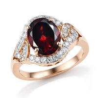 D'Joy Premium Mozambique Garnet, Moissanite Ring in 18K Vermeil RG Over Sterling Silver (Size 6.0) 3.50 ctw