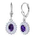 D'Joy Premium Lusaka Amethyst and Moissanite 1.65 ctw Sunray Bloom Earrings in Rhodium Over Sterling Silver - Sticky add to cart bar