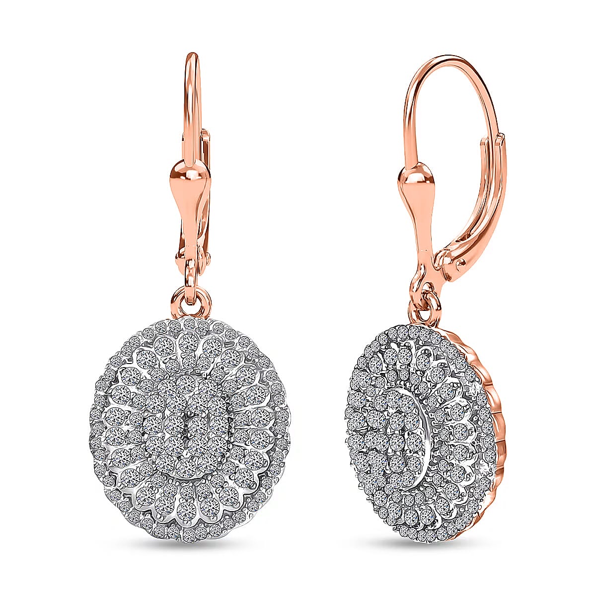 Luxuriant Lab Grown Diamond G-H SI Earrings in 18K Vermeil RG Over Sterling Silver 1.00 ctw