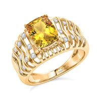 D'Joy Premium Golden Apatite, Moissanite Ring in 18K Vermeil YG Over Sterling Silver (Size 10.0) 2.50 ctw