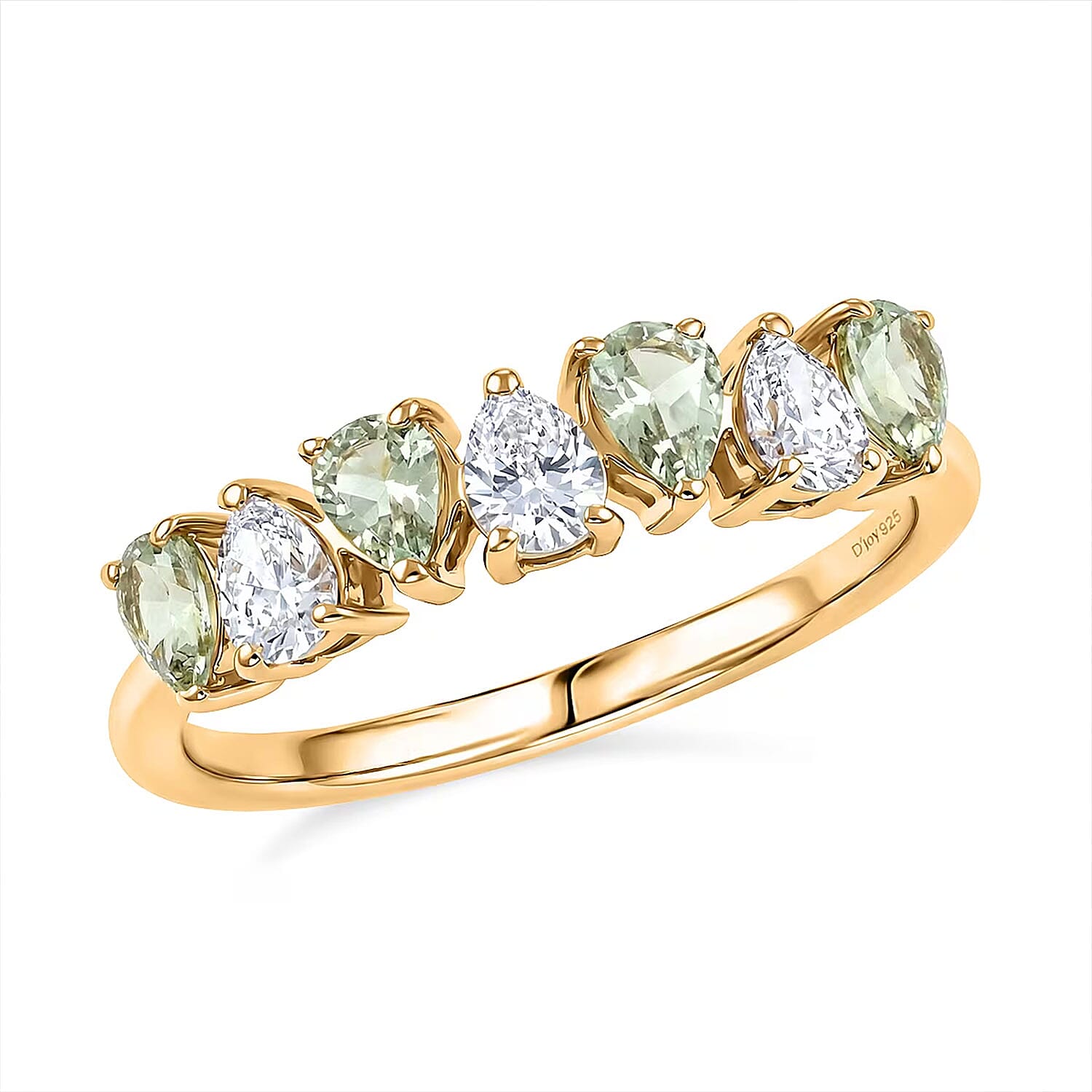 D'Joy Premium Tanzanian Mint Garnet, Moissanite Ring in 18K Vermeil YG Over Sterling Silver (Size 10.0) 1.10 ctw