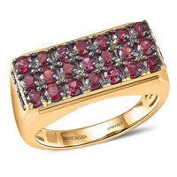 D'Joy Premium Anthill Garnet Men's Ring in 18K Vermeil YG Over Sterling Silver (Size 10.0) 2.50 ctw