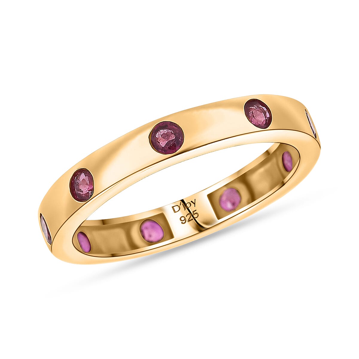 D'Joy AAA African Ruby (FF) Ring in 18K YG Plated Sterling Silver (Size 6.0) 0.90 ctw