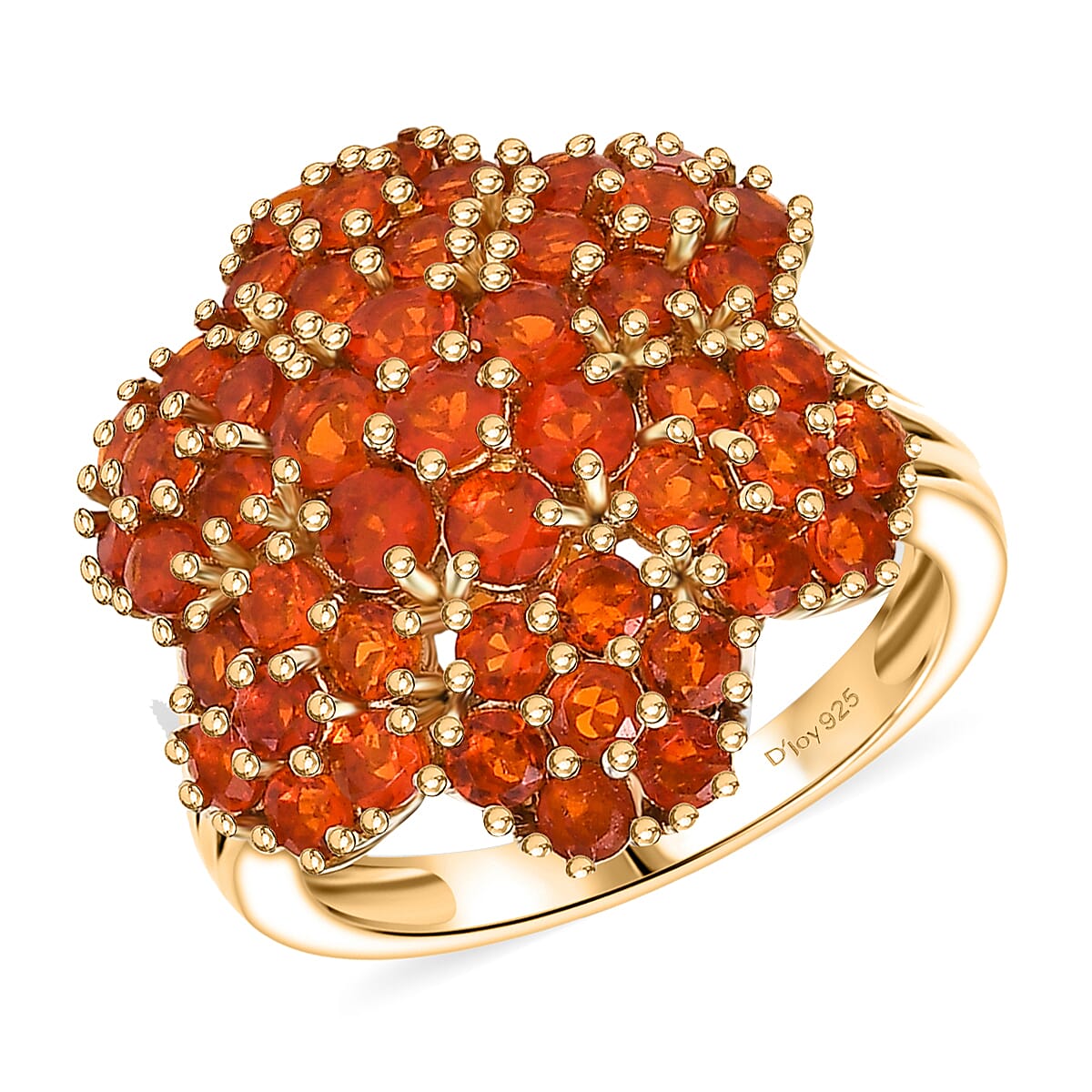 D'Joy AAA Crimson Fire Opal Ring in 18K Vermeil YG Over Sterling Silver (Size 8.0) 1.90 ctw