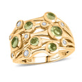 D'Joy Premium Hebei Peridot, White Zircon Ring in 18K YG Plated Sterling Silver (Size 7.0) 1.50 ctw - Sticky add to cart bar