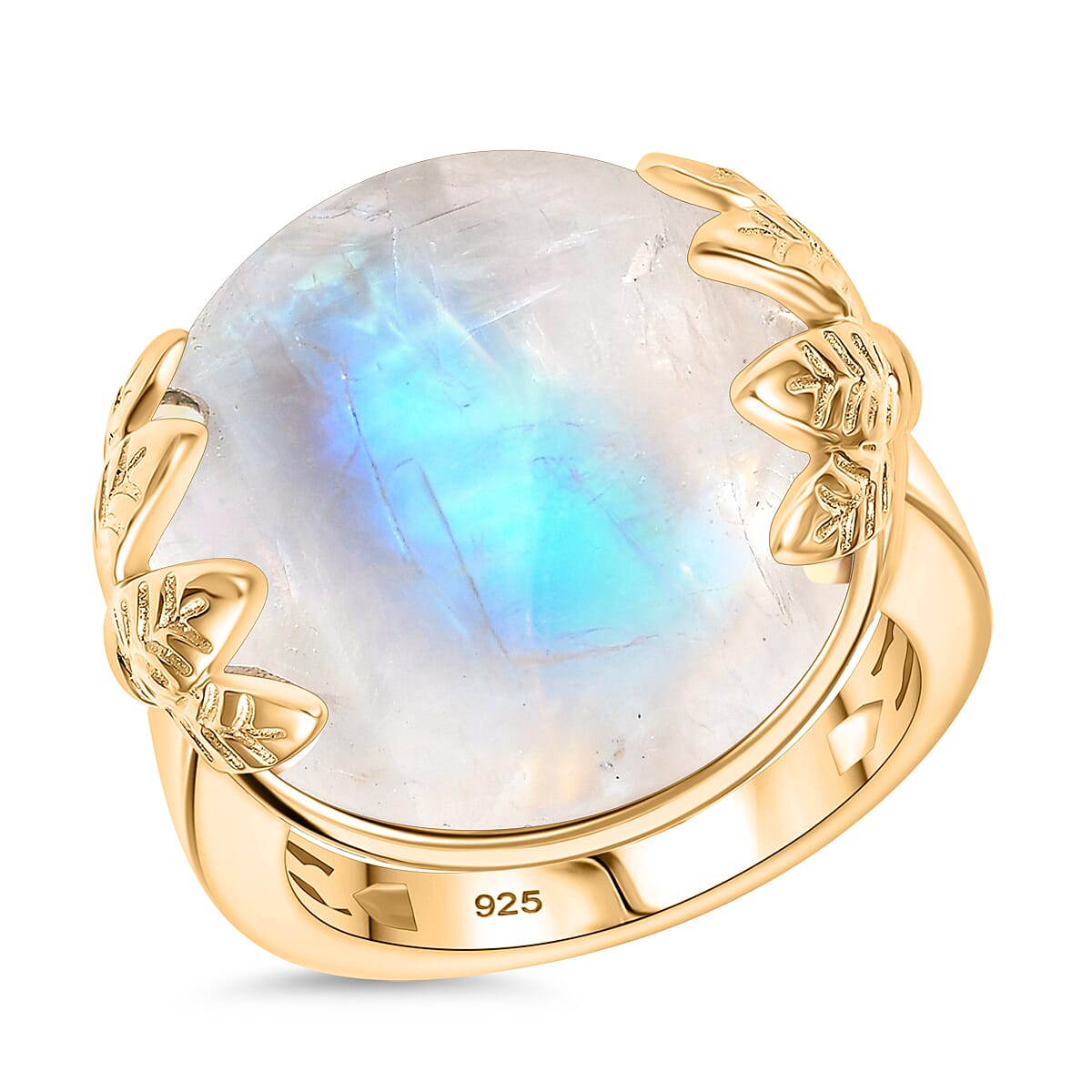 Rainbow Moonstone Ring in 18K Vermeil YG Over Sterling Silver 20.00 (Size 8.0) 20.25 ctw