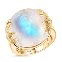 Rainbow Moonstone Ring in 18K Vermeil YG Over Sterling Silver 20.00 (Size 8.0) 20.25 ctw
