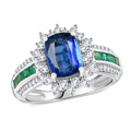 D'Joy AAA Kashmir Kyanite, Multi Gemstone Ring in Rhodium Over Sterling Silver (Size 8.0) 3.00 ctw - Sticky add to cart bar