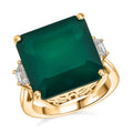 EverTrue Green Onyx and White Zircon 12.75 ctw Ring in 14K YG Over Sterling Silver (Size 8.0) - Sticky add to cart bar