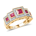 D'Joy African Ruby (FF), White Zircon Ring in 18K Vermeil YG Over Sterling Silver (Size 8.0) 1.85 ctw - Sticky add to cart bar