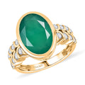 D'Joy Green Onyx, White Zircon Ring in 14K YG Over Sterling Silver (Size 8.5) 5.20 ctw - Sticky add to cart bar